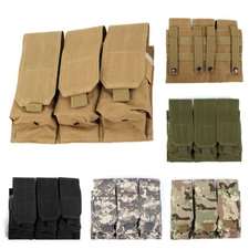 Tactical Molle Triple Pistol Magazine Pouch Flashlight Holder Hunting Waist Bag