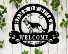 Personalized German Shepherd Dog House Metal name sign Outdoor Decor Gift Patio