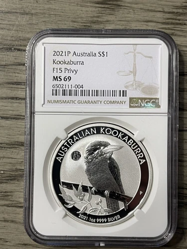 2021 Perth Australia Kookaburra 1oz Silver Coin F15-Privy NGC MS69