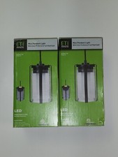 2 ETI MINI PENDANT LIGHT LED BLACK SEEDED GLA...