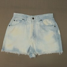 Chic High Waist Cut Off Jean Shorts Women's Size 14 Vintage USA Bleached Denim
