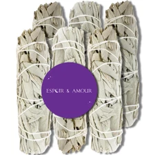 California White Sage 4" Smudge Sticks for Spiritual Healing & Cleansing 6 Pack