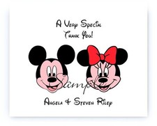 100 Personalized Disney Mickey and Minnie Bridal Wedding Thank You Note Cards