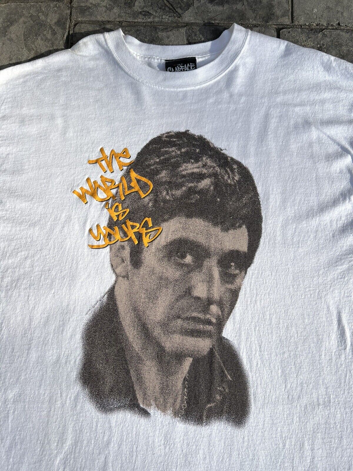 Vintage 90s Scarface Big Face Movie Promo T-Shirt… - image 1