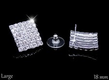 Square Stud Earrings, Diamante Stones, Sparkle Crystal Bling