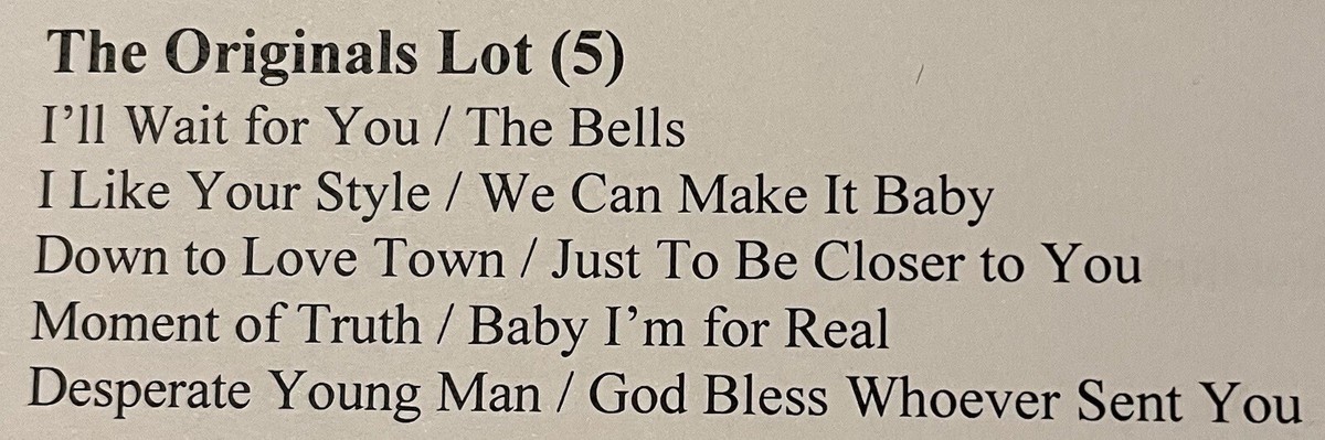 The Originals Lot of (5) 45 RPM Records | eBay