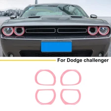 Pink Front Headlight Lamp Cover Ring Trim Accessories for Dodge Challenger 2015+