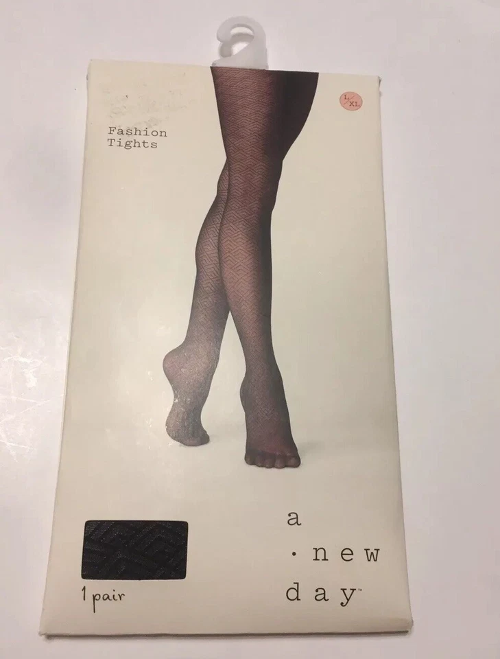 Nuevas Medias Retro Vintage Boho a.new.day Negras Geométricas Moda L/XL Foto 3 de 4