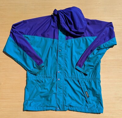 Helly Hansen men's ski & snowboard jacket shell full zip hood, vintage size L