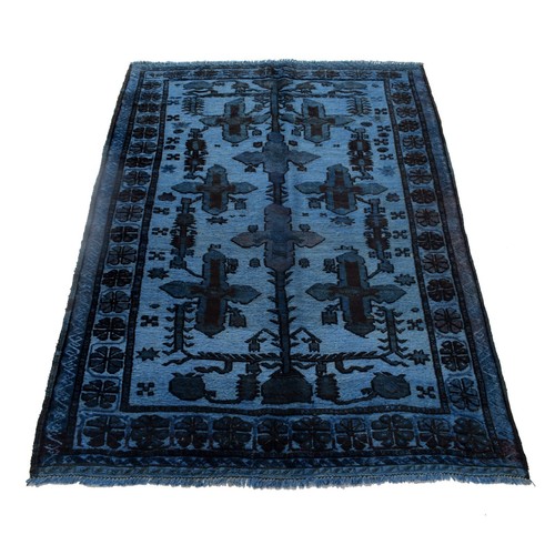 Blue Vintage Hand Knotted Oriental Afghan Tribal Wool 4'1x6'1 Antique Rug P26498