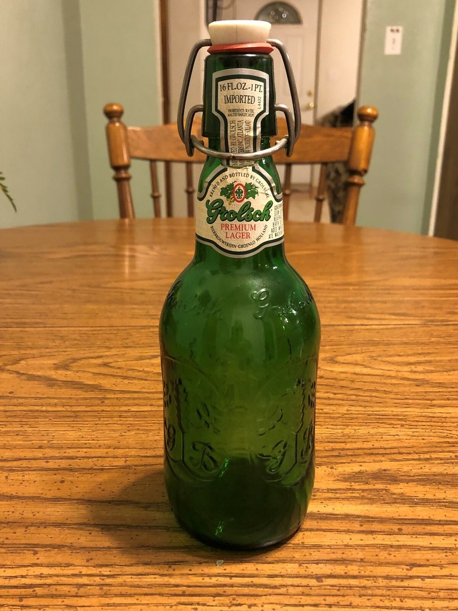 Vintage Grolsch Swing Top Green Beer Bottle w/resealable flip top