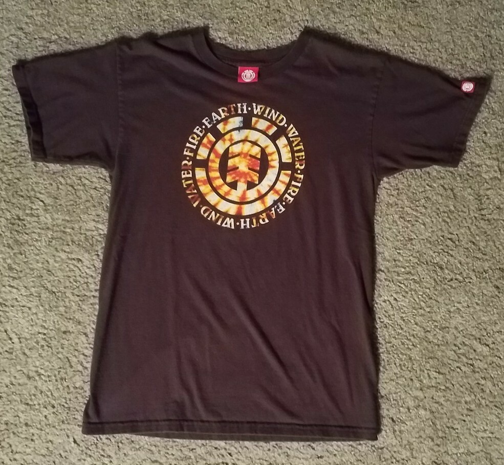 Vintage Element Earth Wind Water Fire Brown T Shirt 90s Skate Surf