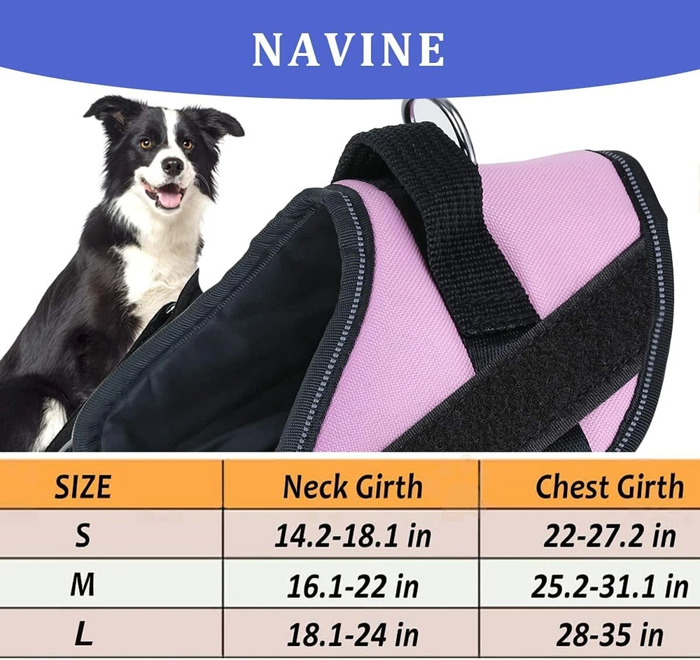 Dog Harness No-Pull Reflective Vest Adjustable Pet Handle for Leash Large Pink