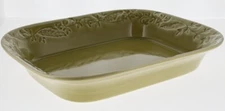 Stoneware by Grestel 12x9 Green Casserole with Leaf motif