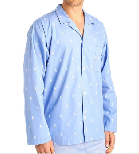 Polo Ralph Lauren RY25RX haut pyjama à manches longues en coton tissé grand homme NEUF - Photo 1 sur 11