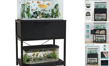 Fish Tank Stand, Aquarium Stand with Cabinet Storage for 20-29-37 Gallon Black