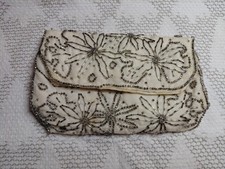 Vintage Cream Colored Beaded Floral Clutch