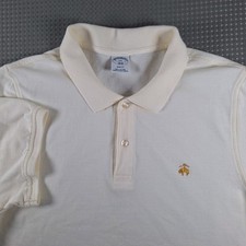 BROOKS BROTHERS Men  s Cream Performance Polo Shirt Slim Fit Logo Size XXL