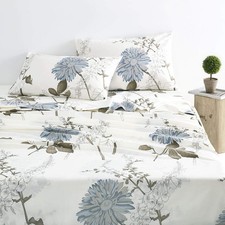 - Floral Bed Sheets, 100 Cotton, 4-Piece Sheet Set, Vintage Flower Botanical...