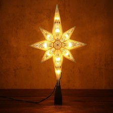 Christmas Tree Topper, 11" Warm White Double-Sided Bethlehem Star Tree Topper...