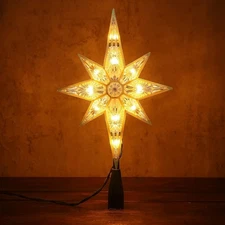 Christmas Tree Topper, 11" Warm White Double-Sided Bethlehem Star Tree Topper...