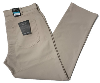 Denali Mens Stretch Tech Fabric Pants Elastic Waist Straight New Suede SZ 38/32