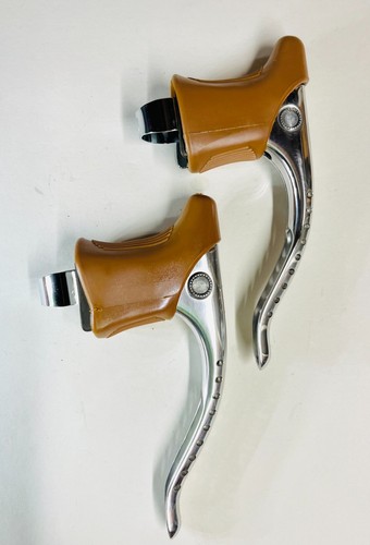 Vintage Used 1980s Campagnolo Super Record (Victory) Brake Levers, Brown Hoods - Picture 3 of 7