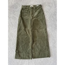 Risen Jeans Olive Green Corduroy Wide Leg Patch Pocket Pants PWC21308 Size 11/30