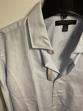 Banana Republic Mens Dress Shirt Medium White Blue Stripe NEW 15.5 34 35