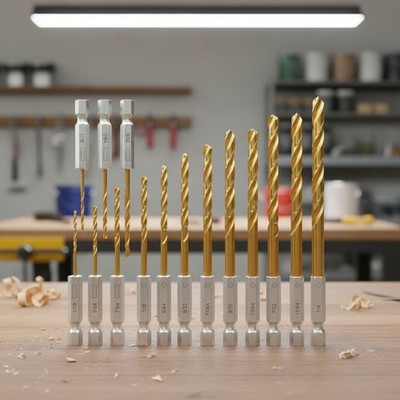 16-Pc HSS Titanium Hex Shank Drill Bit Set: Quick Change, Versatile Use