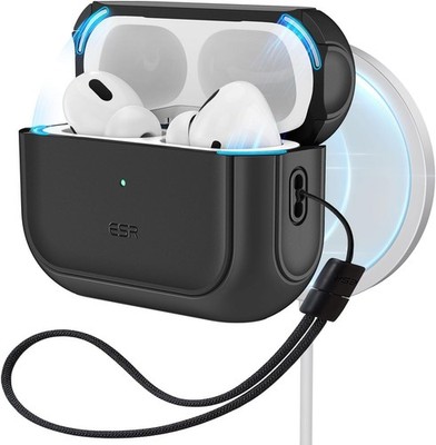 ESR for AirPods Pro 2 Case, Full Drop Protection Cover with Lanyard, Black