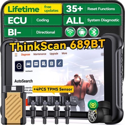ThinkScan 689BT Car OBD2 Scanner Diagnostic Bluetooth Tools & VENU 5 TPMS Sensor