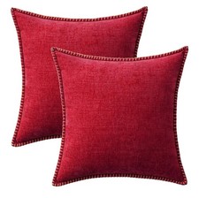Pack of 2 Christmas Pillow Covers 18X18 Inch Red Farmhouse Decorative Throw Pill