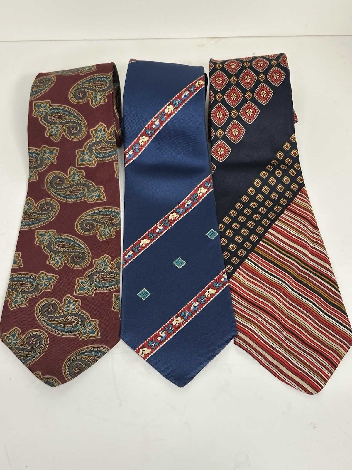 Yves Saint Laurent, Men’s Vintage Silk Ties, Lot Of 3, Multicolor/Multipattern