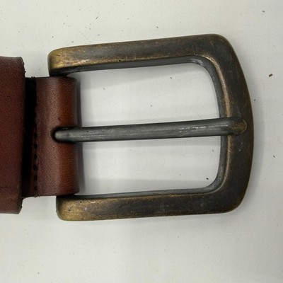 Eddie Bauer Mens Braided Leather Belt Dark Brown Woven Brass  display picture 1