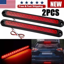 Pair 10" Red LED TRUCK Trailer Strip 3rd Brake Lights Rear Turn Tail Light bar