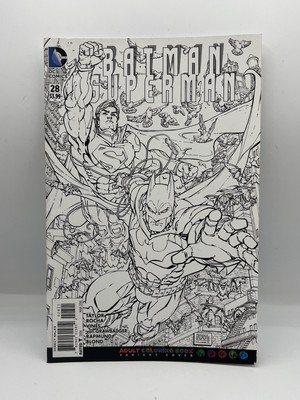 Batman Superman Colouring Book Variant Issue #28 DC Comics GOOD Cond March 2016