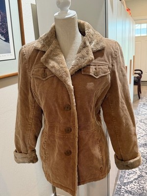 VTG Esprit  Jacket Y2K Corduroy Faux Fur Trim Brown Jacket L  Y2K Prairie