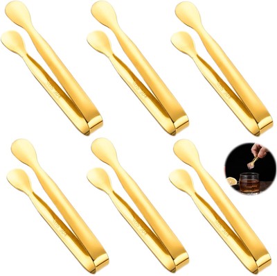 Candybar Zangen Gold, 6 Stück Mini Zuckerzange, Edelstahl Zuckerzange, 
