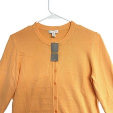NWT Charter Club Women Stretch M Orange Long Sleeve Button Down Cardigan Sweater