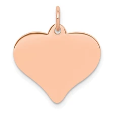 14k Rose Gold Heart Disc Charm or Pendant, 18mm
