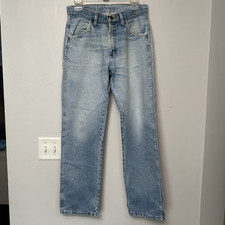 Vintage Rustler Men's Light Blue Denim Jeans Straight Leg Regular Fit Mid Rise