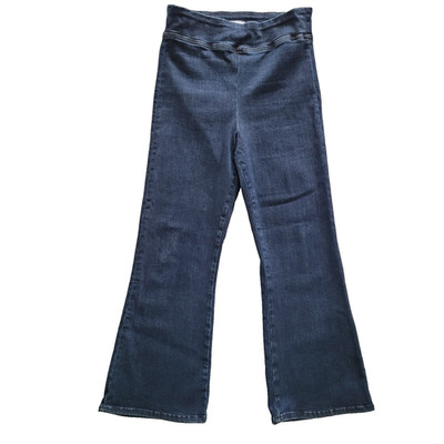FRAME 2 Jetset Crop Mini Boot Cut Keller Jeans Pull-On Blue Denim Travel JCMB630