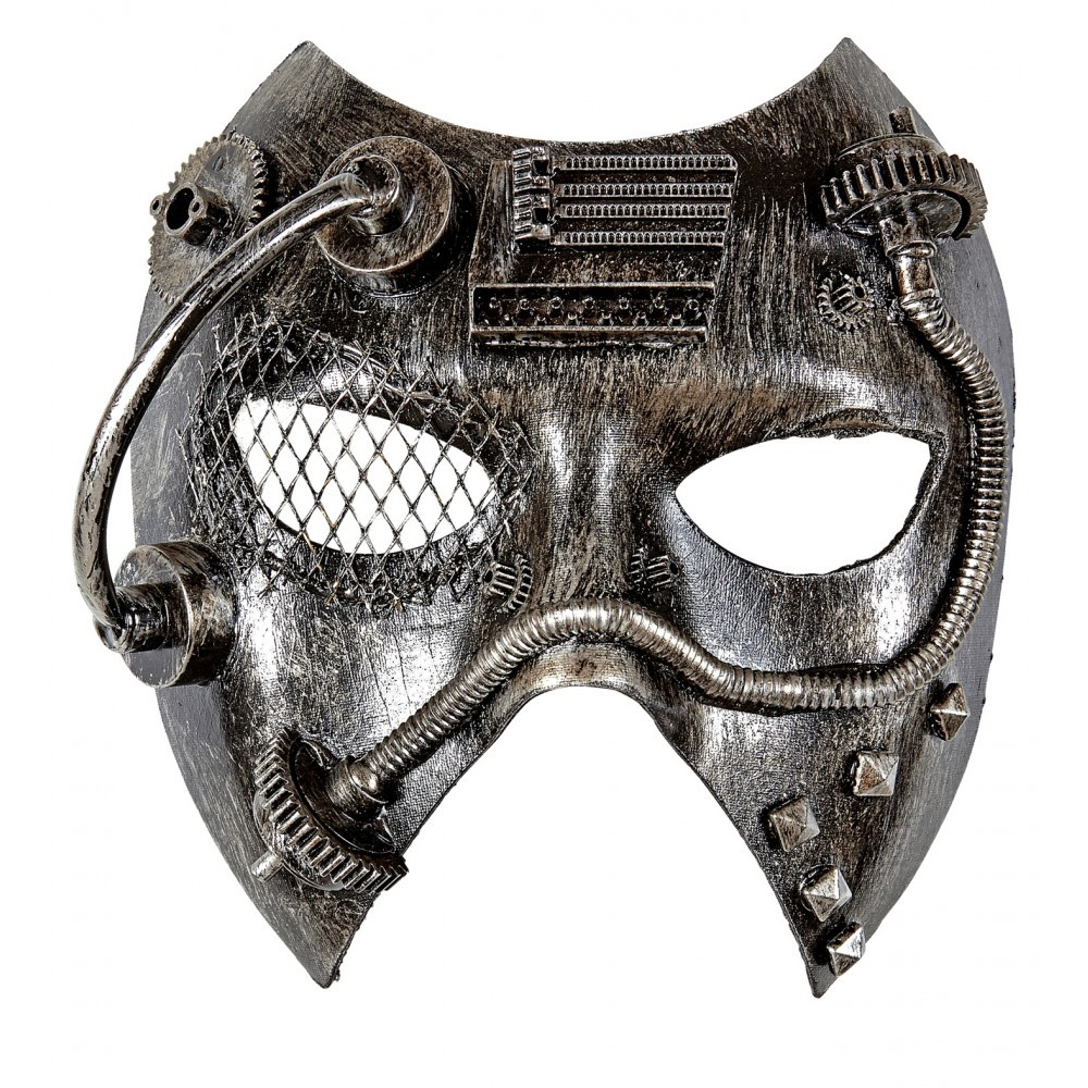 Maschera Steampunk Argentata, Taglia Unica