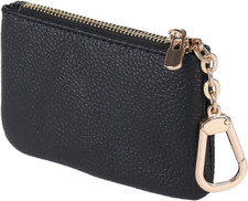 Full Grain Leather Coin Purse with Key Chain - Small Change Purse Card Holder Ke