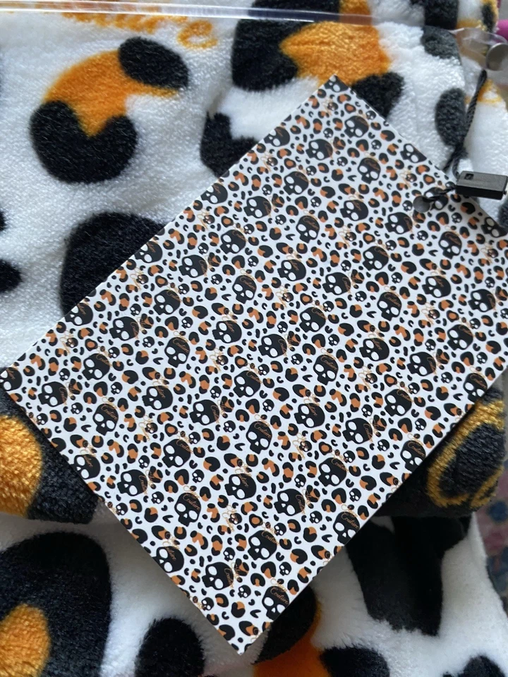 Juicy Couture Calavera Estampado Leopardo Polar Manta 50x70 Halloween Acogedora Suave Foto 4 de 4
