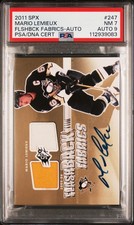 2011 SPX FLASHBACK FABRICS-AUTO #247 MARIO LEMIEUX PSA 7 AUTO 9