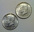 Lot of Two 1964 Kennedy Half Dollar Coins 90% Silver
