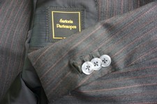Sartoria Partenopea Gray Brown Striped Wool 2 Pc Suit Jacket Pants 44 54EU NEW