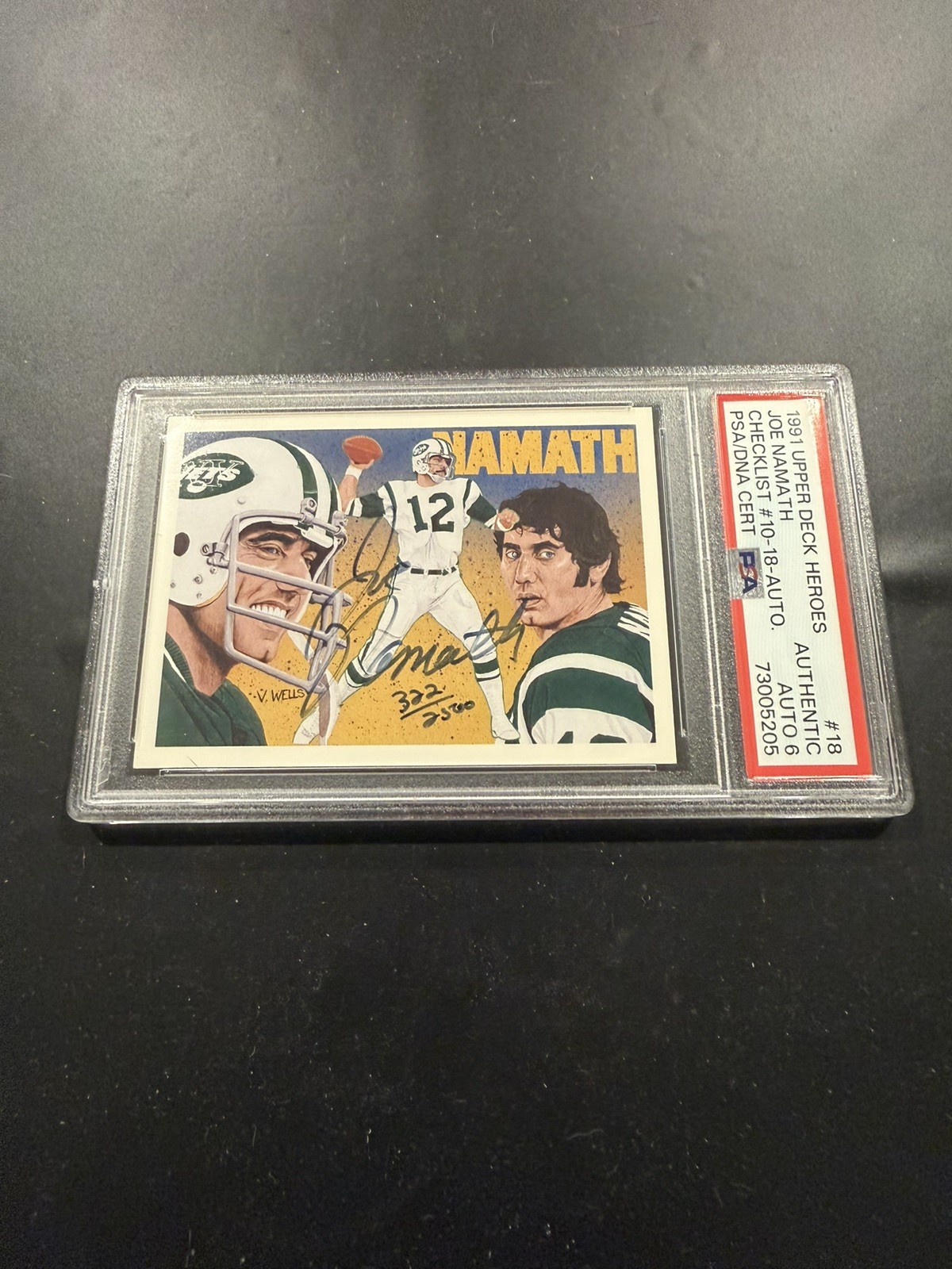 Joe Namath 1991 UD Heros Checklist #18 Auto PSA AUTHENTIC PSA/DNA AUTO 6 